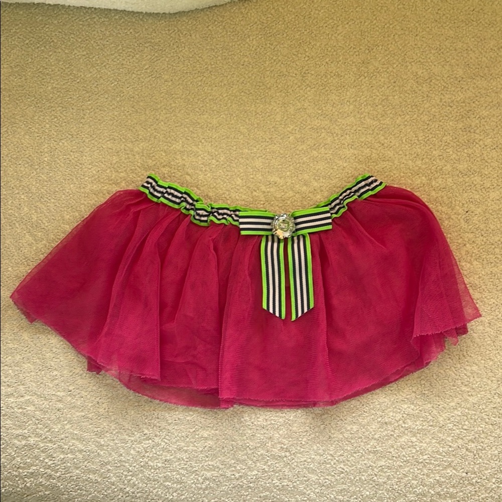 Pink Tulle Skirt with Striped Bow